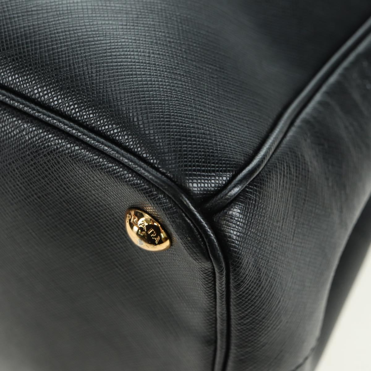 PRADA Galleria Hand Bag Safiano leather 2way Black Gold Auth 175843SAM