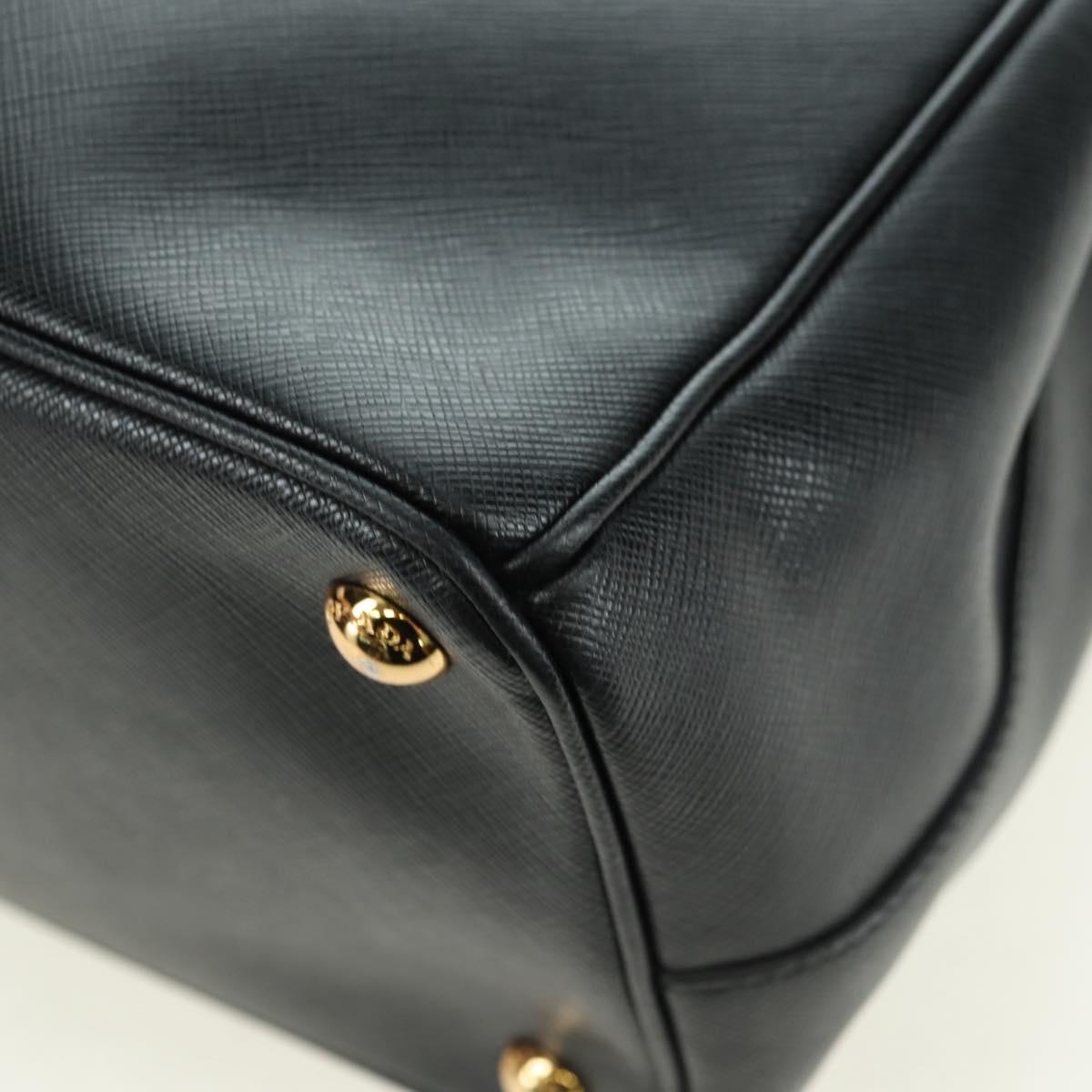 PRADA Galleria Hand Bag Safiano leather 2way Black Gold Auth 175843SAM