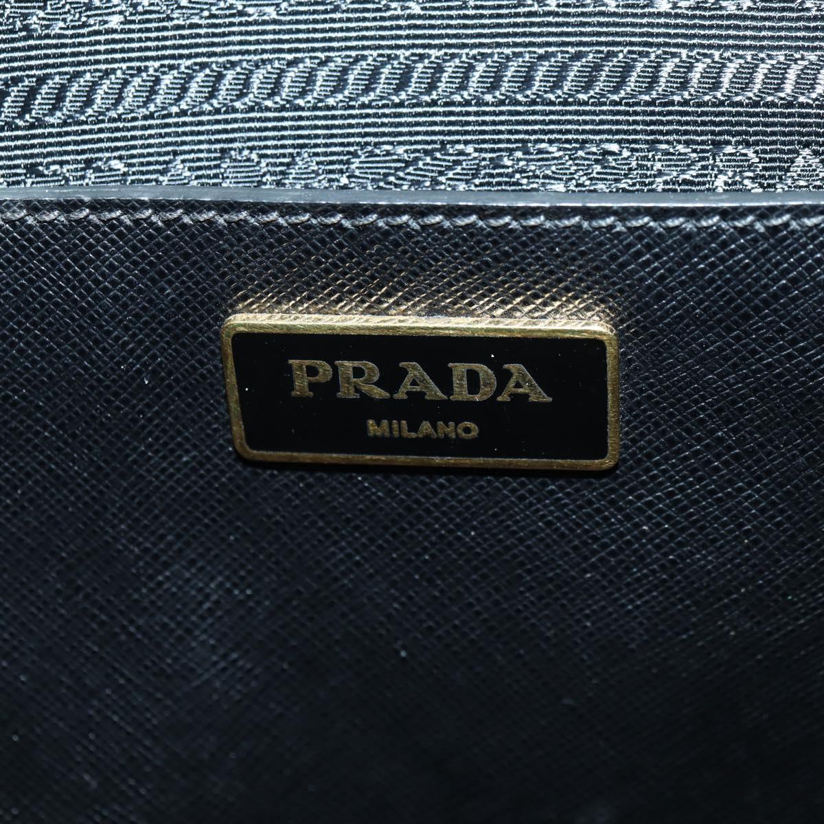 PRADA Galleria Hand Bag Safiano leather 2way Black Gold Auth 175843SAM