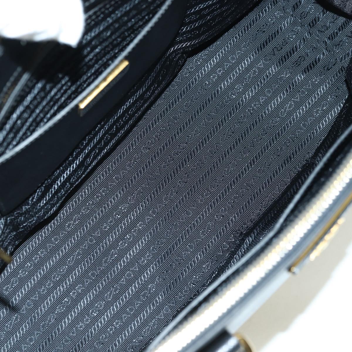 PRADA Galleria Hand Bag Safiano leather 2way Black Gold Auth 175843SAM