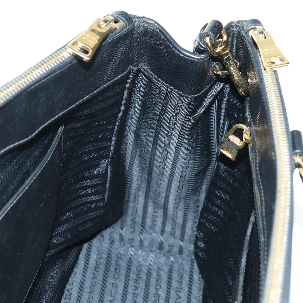 PRADA Galleria Hand Bag Safiano leather 2way Black Gold Auth 175843SAM