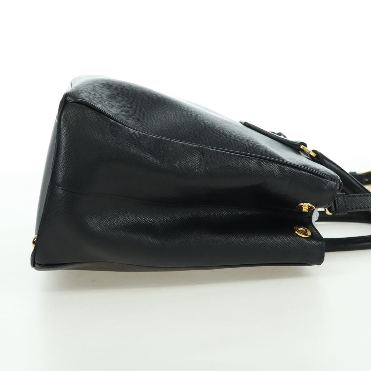 PRADA Galleria Hand Bag Safiano leather 2way Black Gold Auth 175843SAM