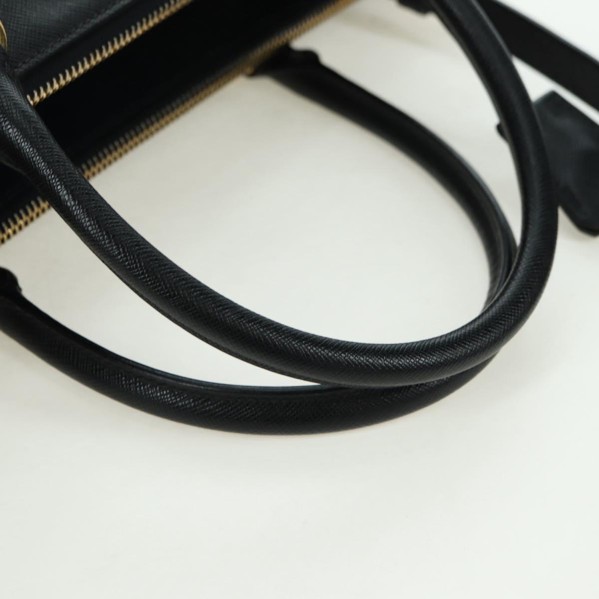 PRADA Galleria Hand Bag Safiano leather 2way Black Gold Auth 175843SAM