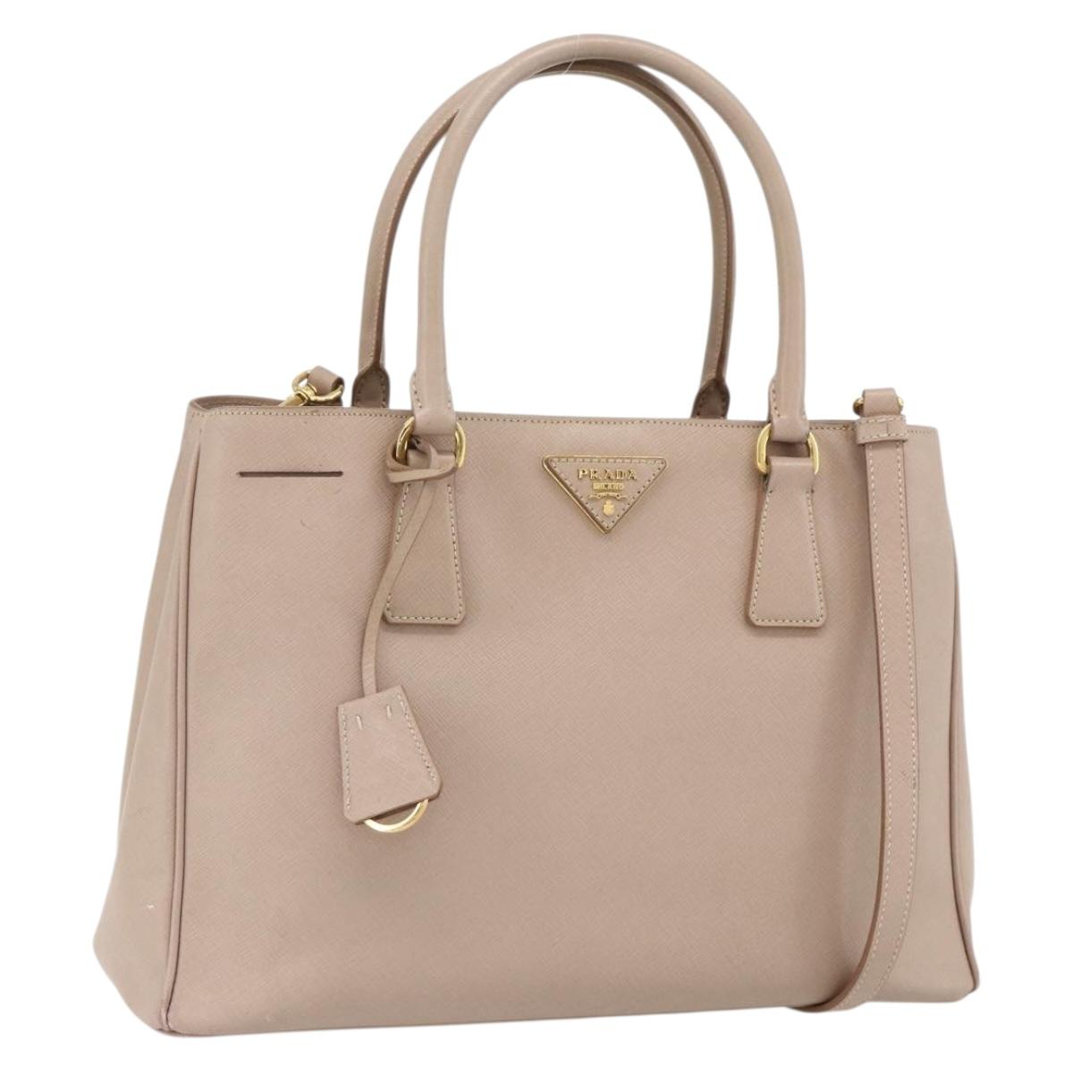 PRADA Galleria Hand Bag Safiano Leather 2way Pink Gold Auth 175845A