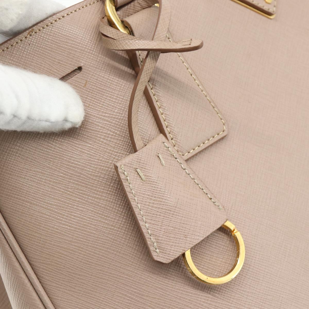 PRADA Galleria Hand Bag Safiano Leather 2way Pink Gold Auth 175845A