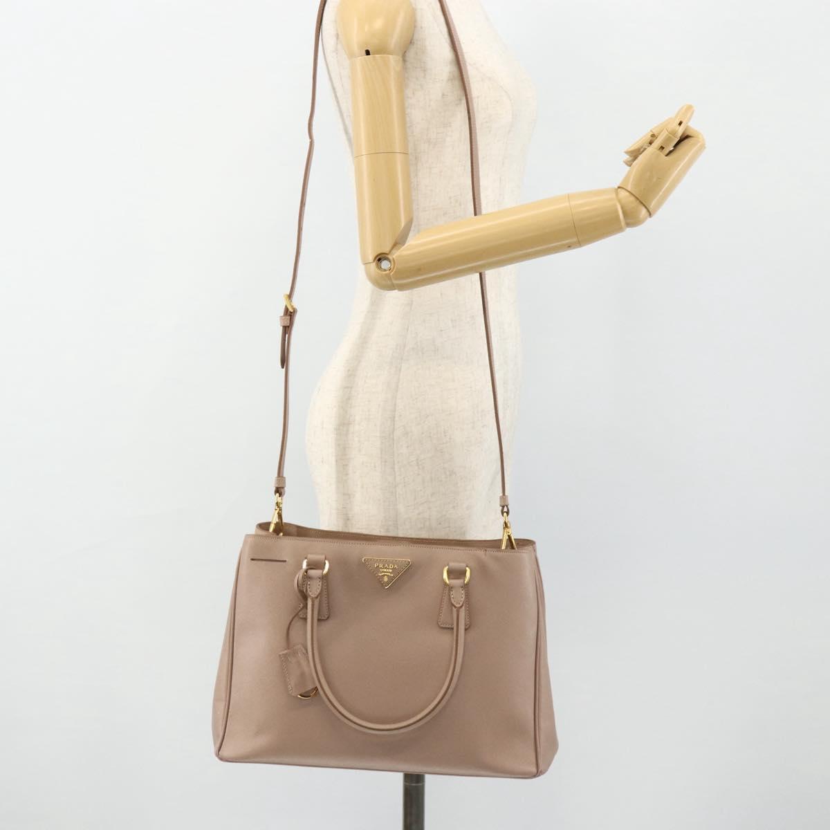 PRADA Galleria Hand Bag Safiano Leather 2way Pink Gold Auth 175845A