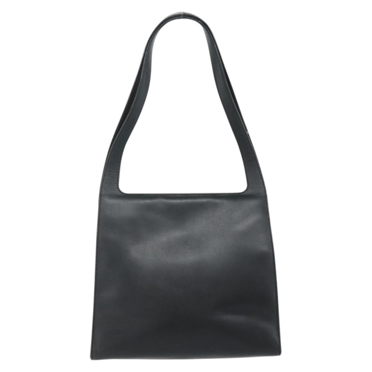 GUCCI Shoulder Bag Leather Black Silver 001 3043 Auth 175847