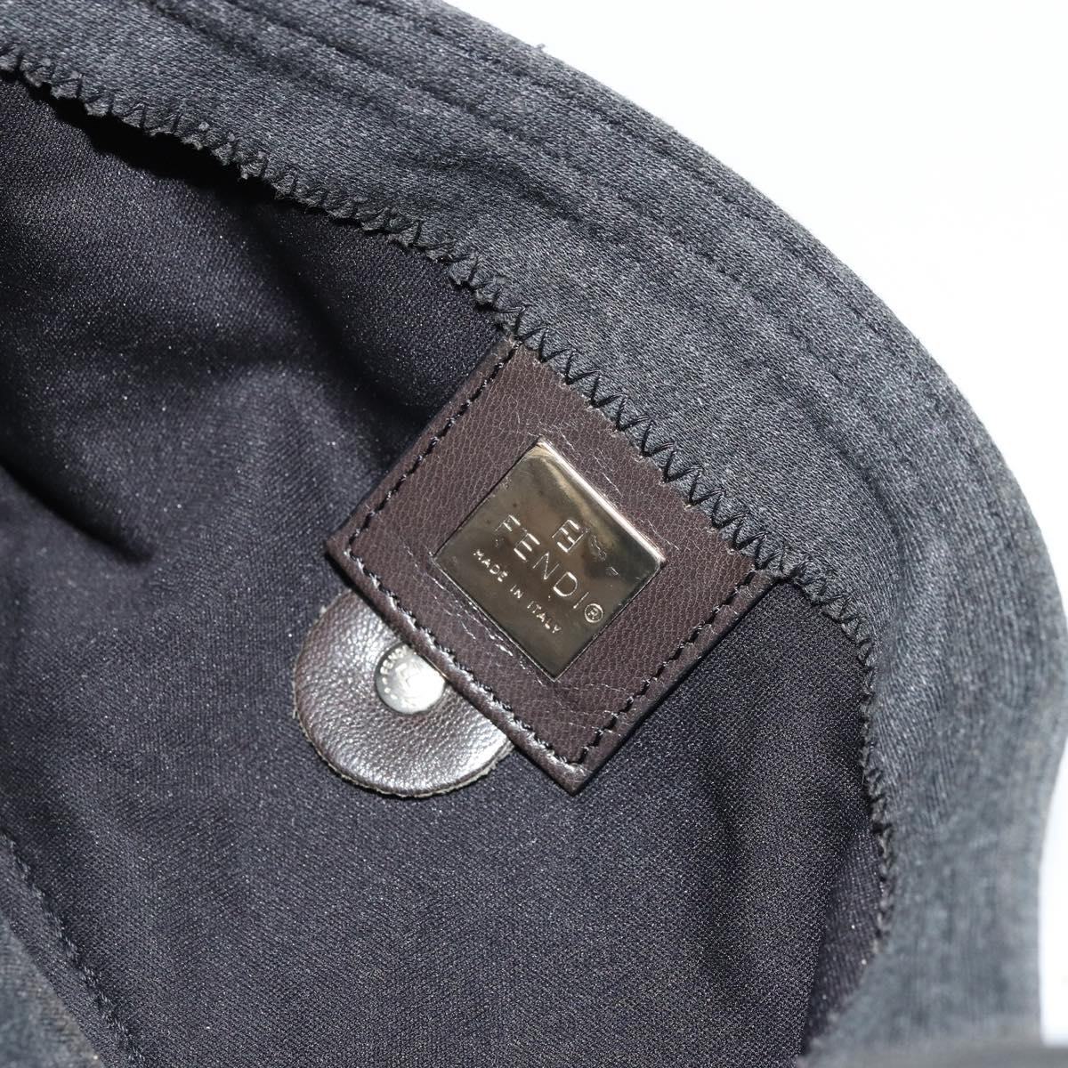 FENDI Mamma Baguette Shoulder Bag Cotton Gray Silver Auth 175848