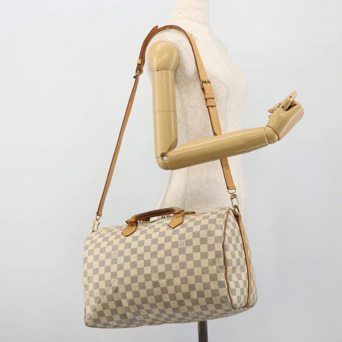 LOUIS VUITTON Damier Azur Speedy Bandouliere 35 Hand Bag N41372 LV Auth 175852