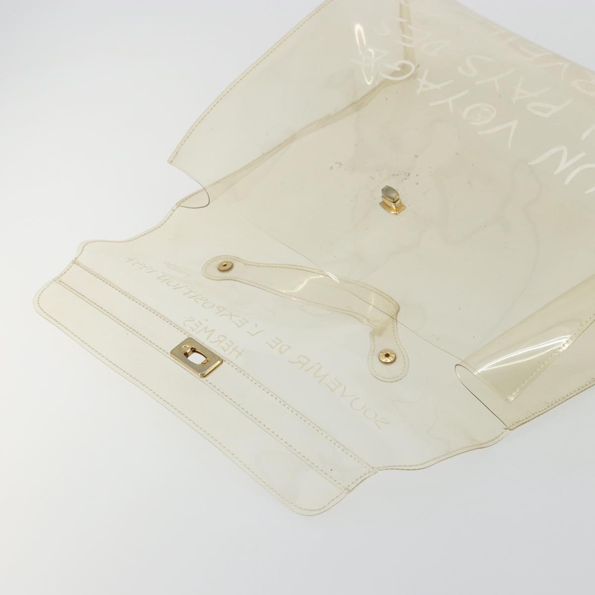 HERMES Vinyl Kelly Hand Bag Vinyl Clear Auth 175855