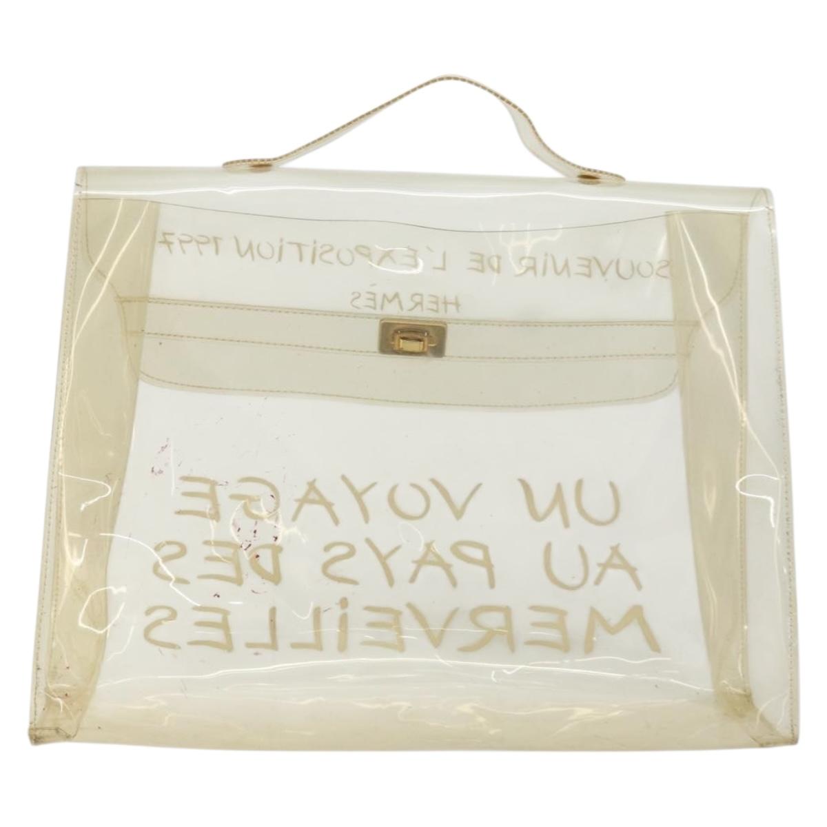 HERMES Vinyl Kelly Hand Bag Vinyl Clear Auth 175855