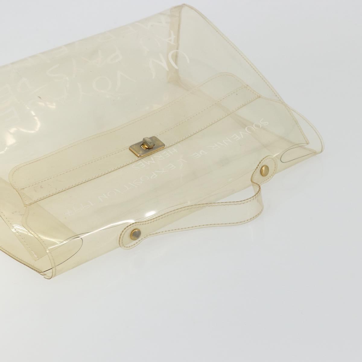 HERMES Vinyl Kelly Hand Bag Vinyl Clear Auth 175855