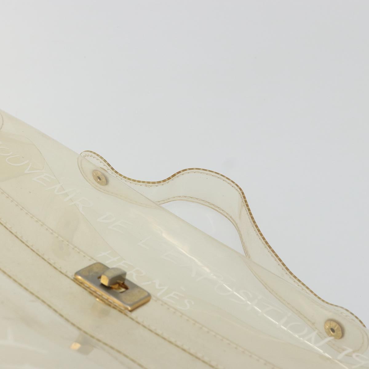 HERMES Vinyl Kelly Hand Bag Vinyl Clear Auth 175855