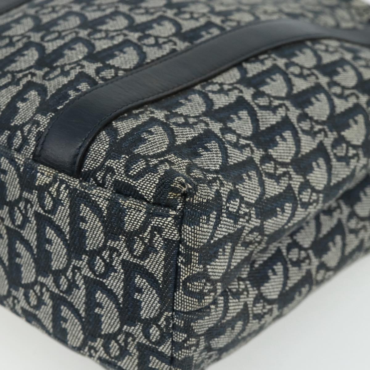 Christian Dior Trotter Canvas Tote Bag Navy Gold Auth 175856