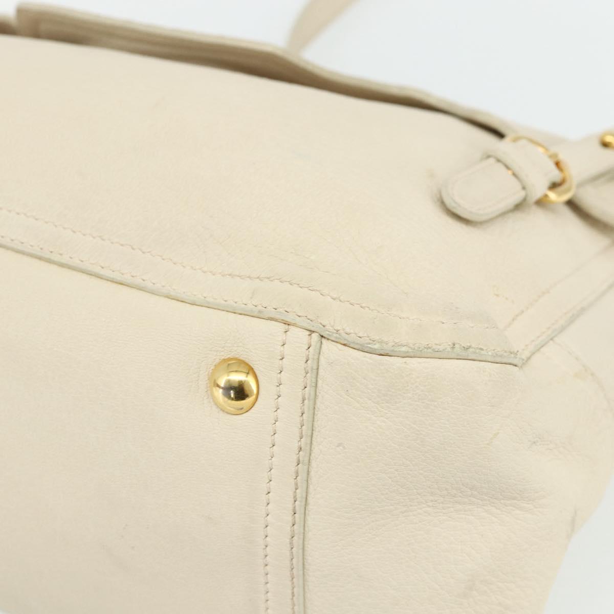 Miu Miu Hand Bag Leather 2way Ivory Gold Auth 175857