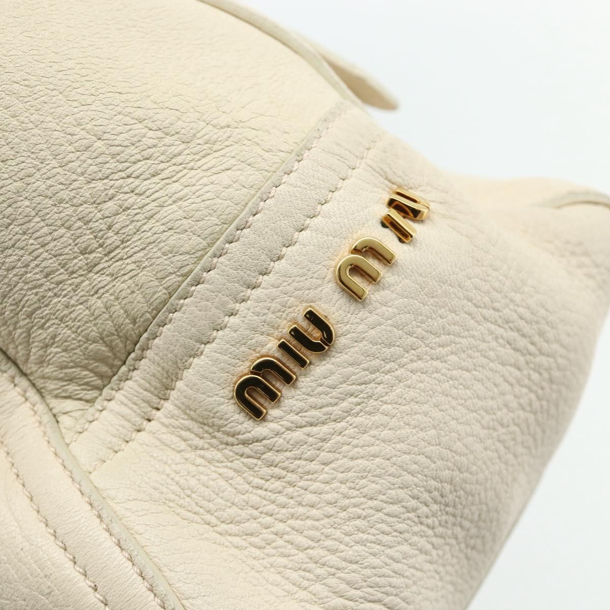 Miu Miu Hand Bag Leather 2way Ivory Gold Auth 175857