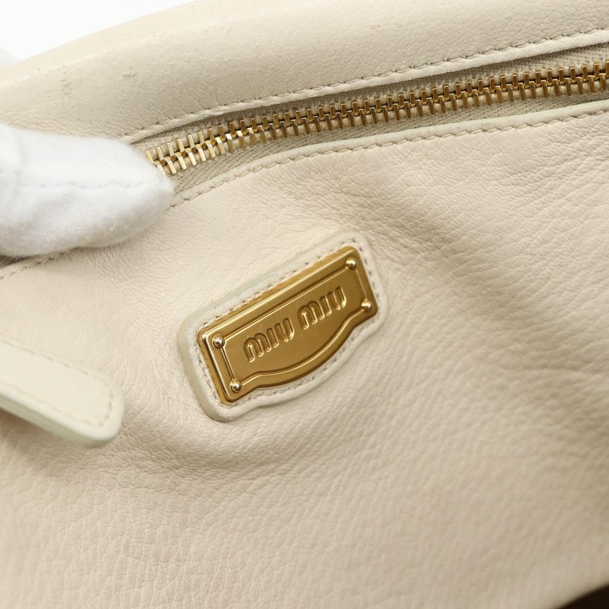 Miu Miu Hand Bag Leather 2way Ivory Gold Auth 175857