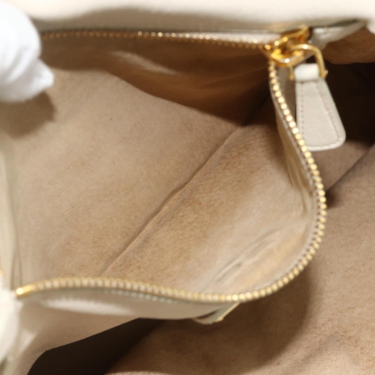 Miu Miu Hand Bag Leather 2way Ivory Gold Auth 175857