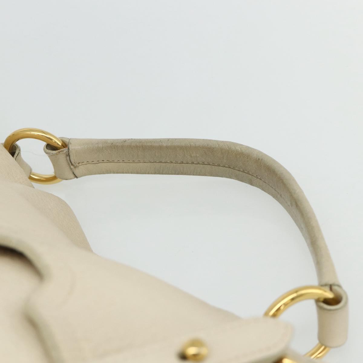Miu Miu Hand Bag Leather 2way Ivory Gold Auth 175857