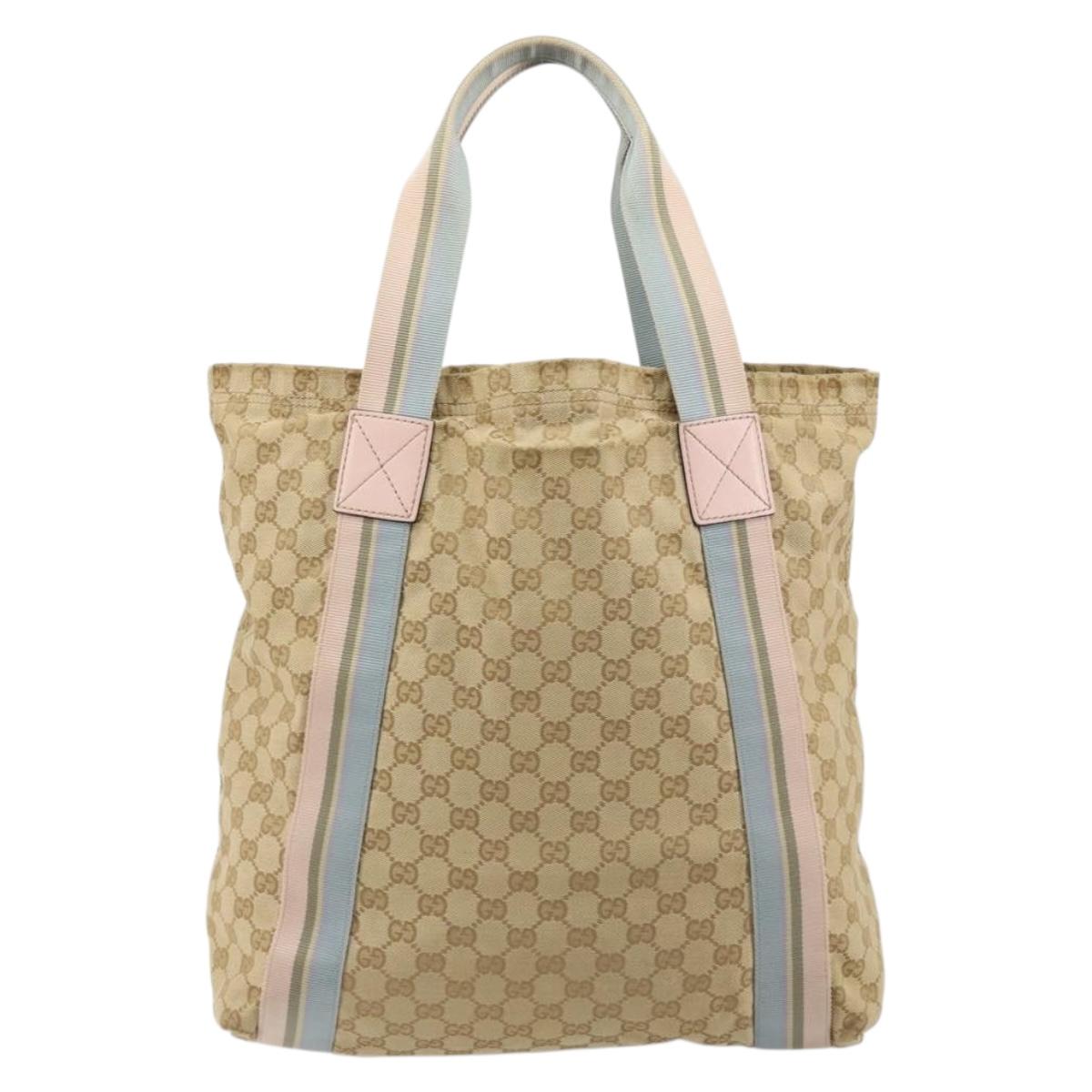 GUCCI GG Canvas Sherry Line Tote Bag Beige 189669 Auth 175861A