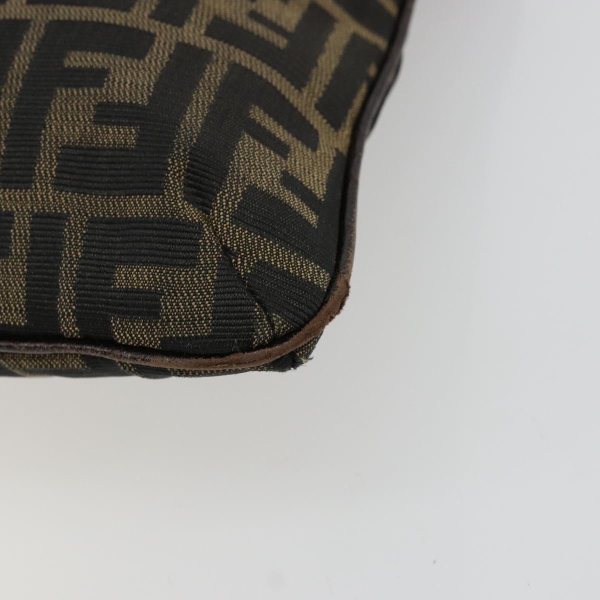 FENDI Zucca Canvas Shoulder Bag Black Brown Auth 175866