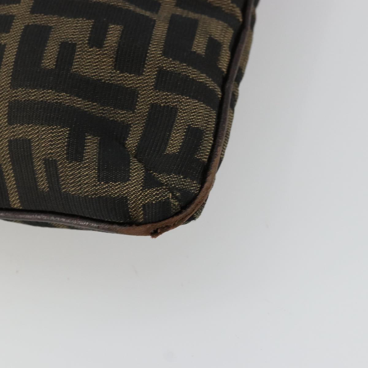 FENDI Zucca Canvas Shoulder Bag Black Brown Auth 175866