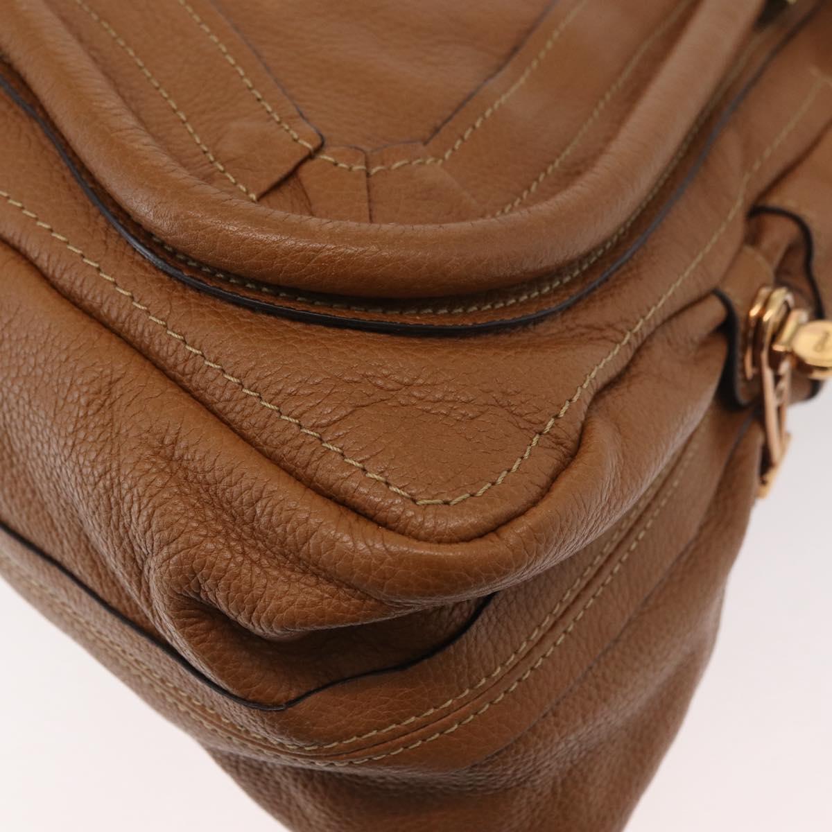 Chloe Paraty Hand Bag Leather 2way Brown Gold Auth 175870A