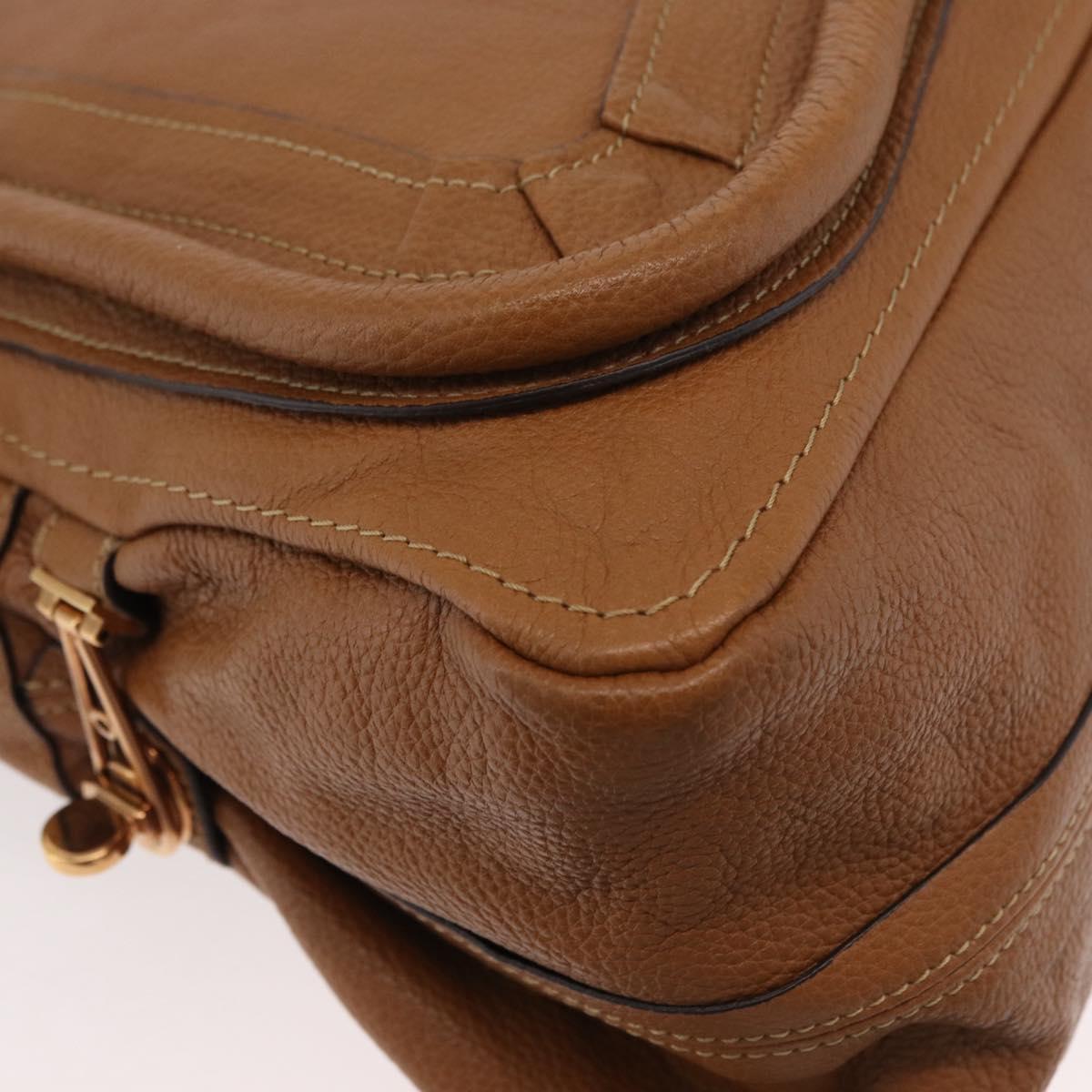 Chloe Paraty Hand Bag Leather 2way Brown Gold Auth 175870A