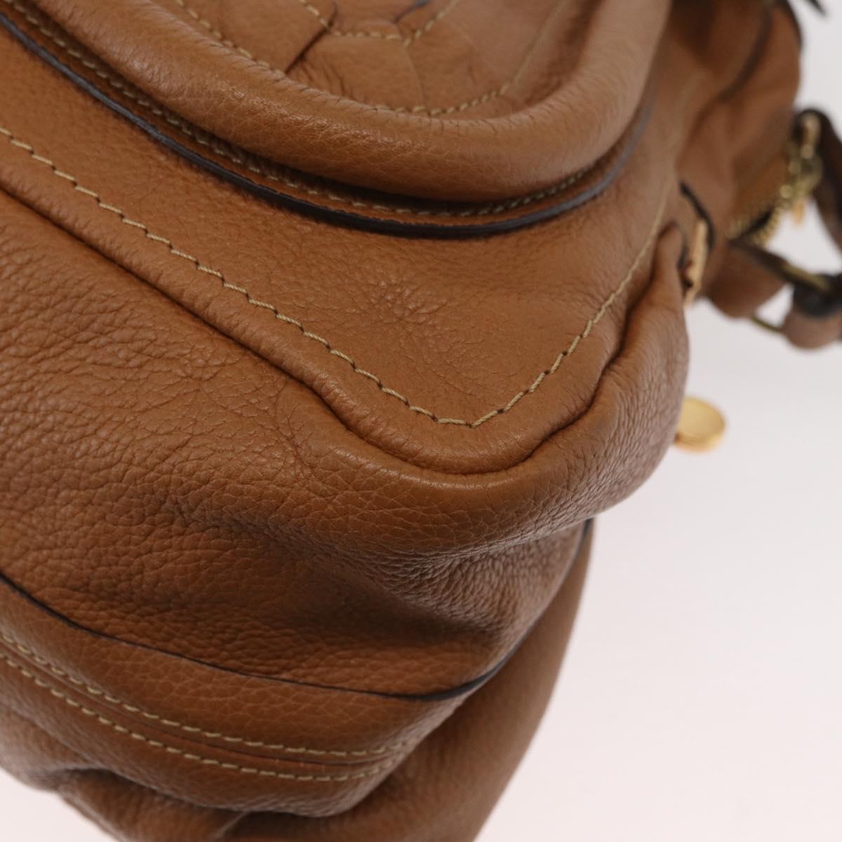 Chloe Paraty Hand Bag Leather 2way Brown Gold Auth 175870A