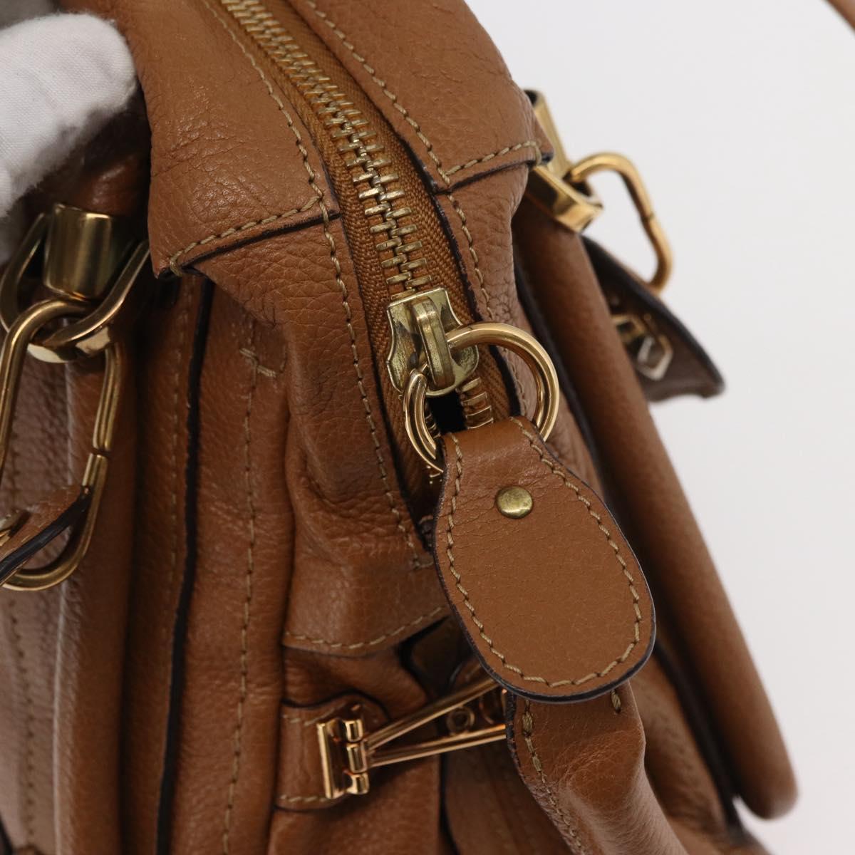 Chloe Paraty Hand Bag Leather 2way Brown Gold Auth 175870A