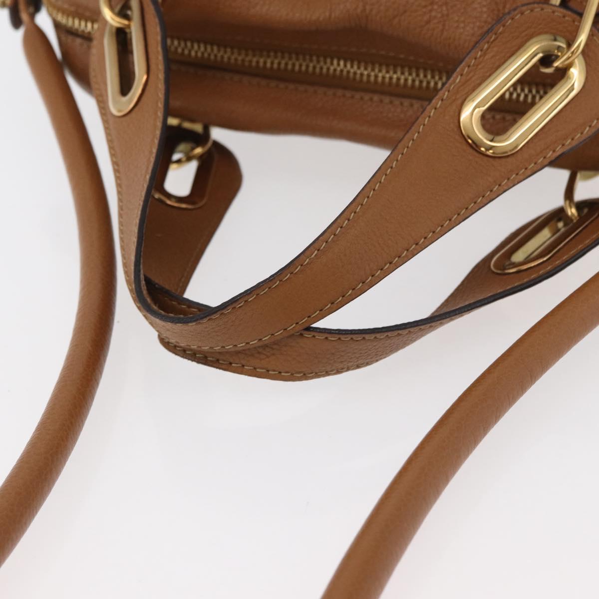 Chloe Paraty Hand Bag Leather 2way Brown Gold Auth 175870A
