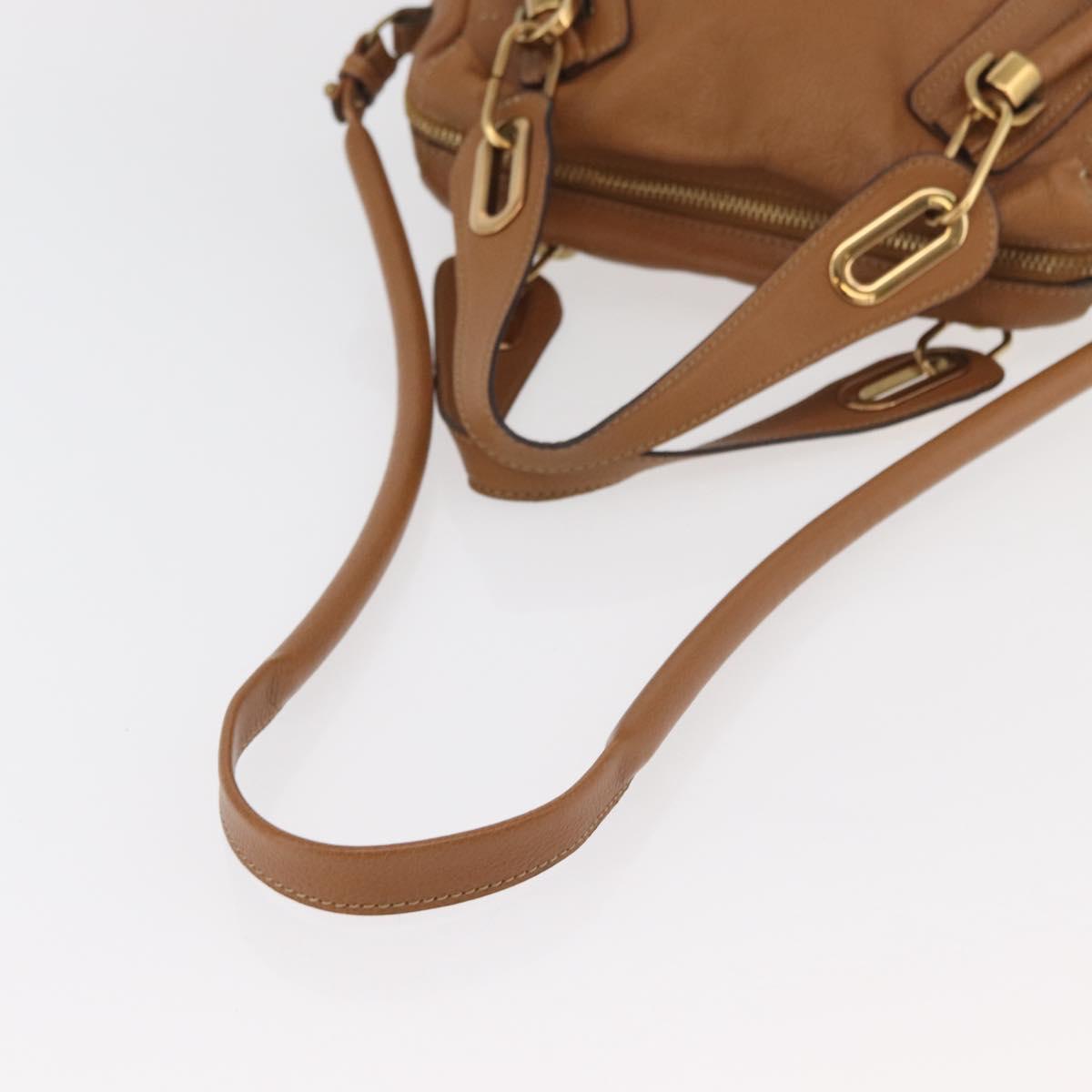 Chloe Paraty Hand Bag Leather 2way Brown Gold Auth 175870A