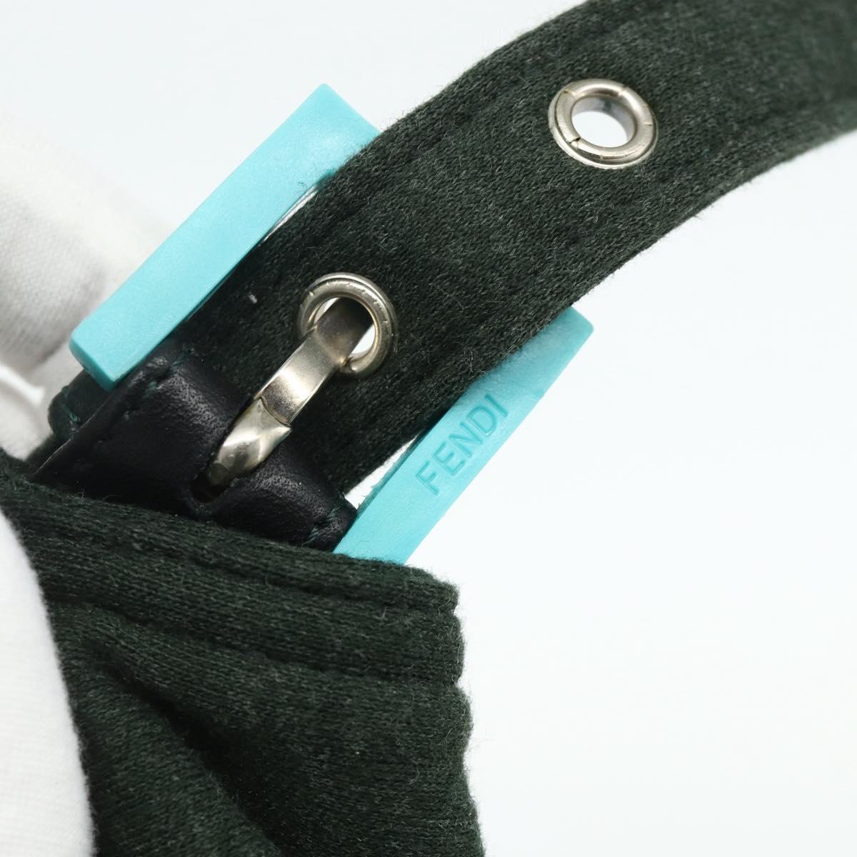 FENDI Mamma Baguette Shoulder Bag cotton Green Silver Auth 175871