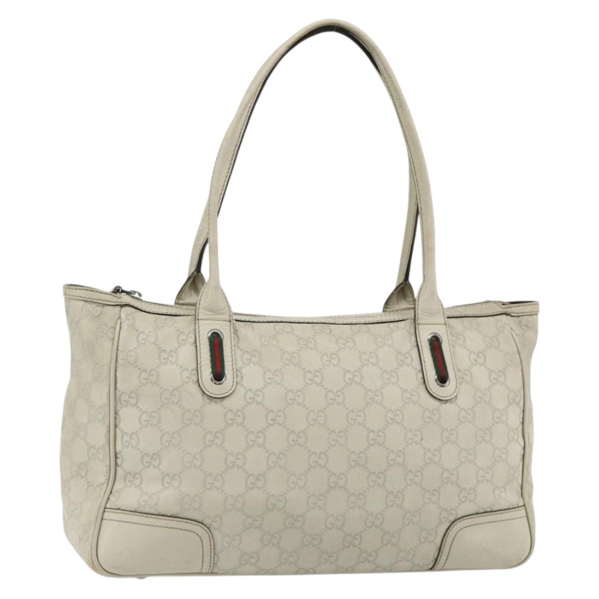 GUCCI GG Canvas Guccissima WebSherry Line Bag Leather Ivory 293599 Auth 175873