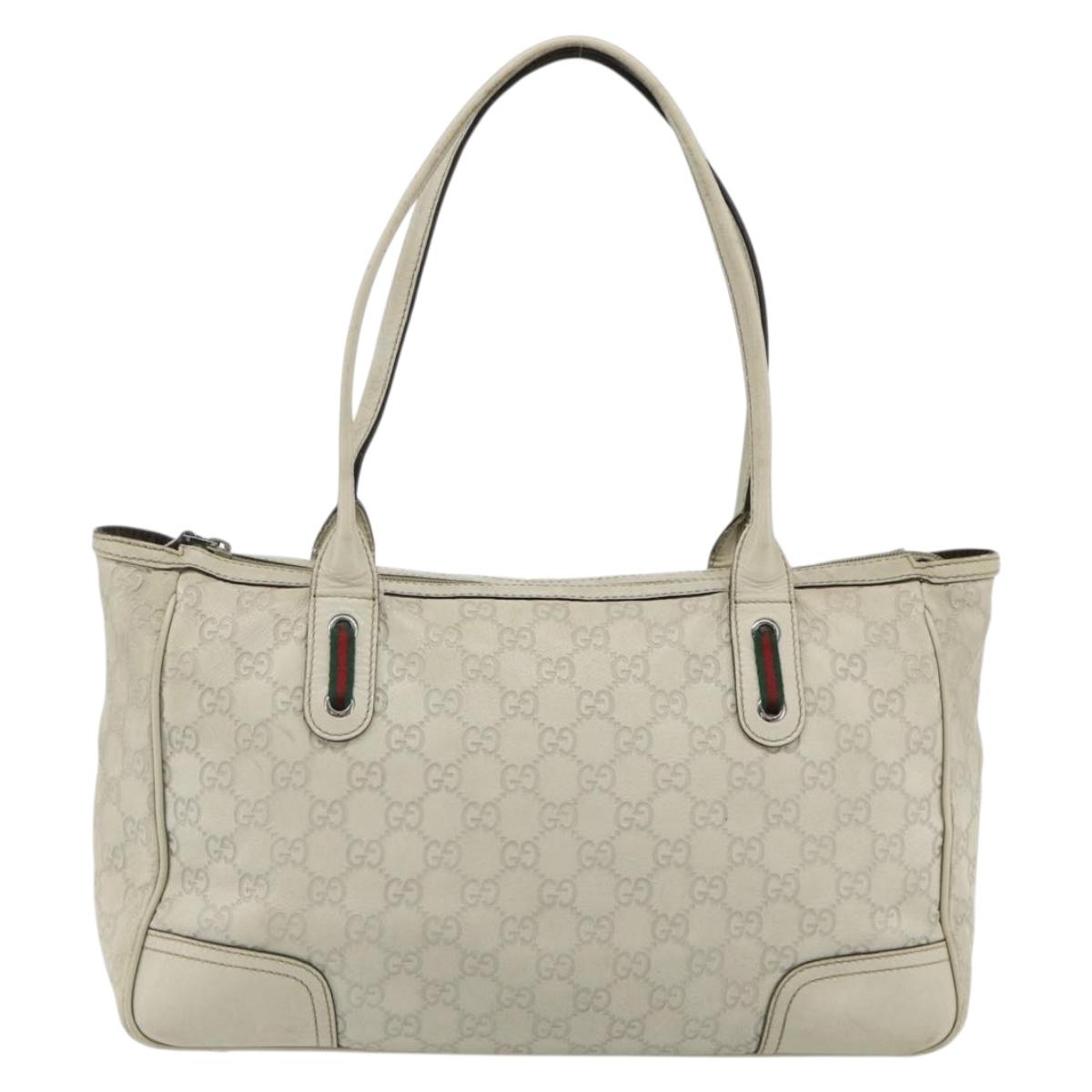 GUCCI GG Canvas Guccissima WebSherry Line Bag Leather Ivory 293599 Auth 175873