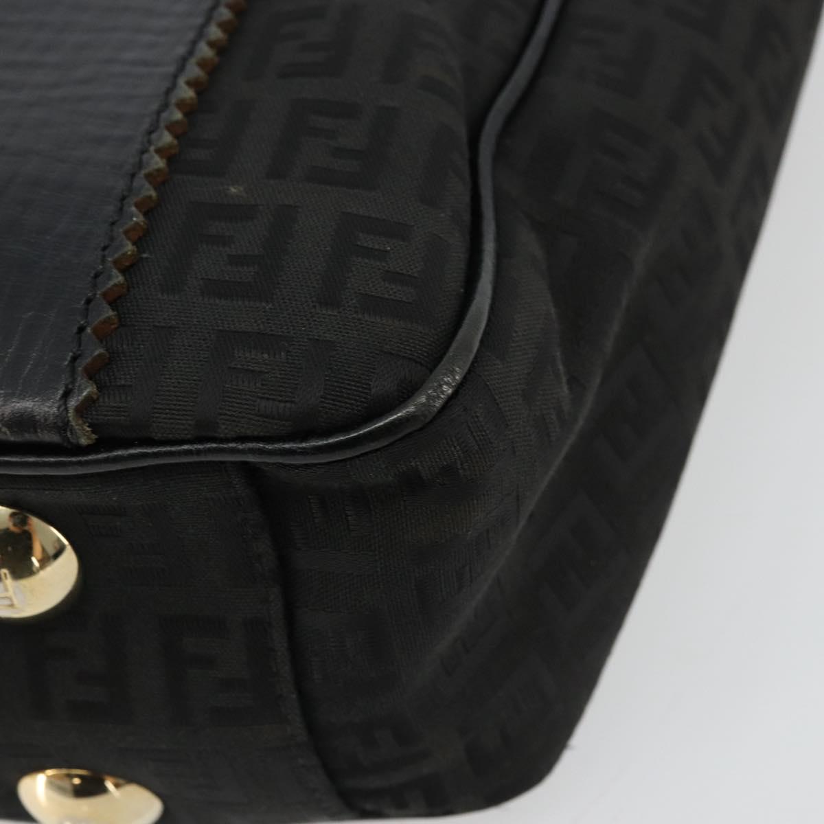 FENDI Zucchino Canvas Tote Bag Black Gold Auth 175874A