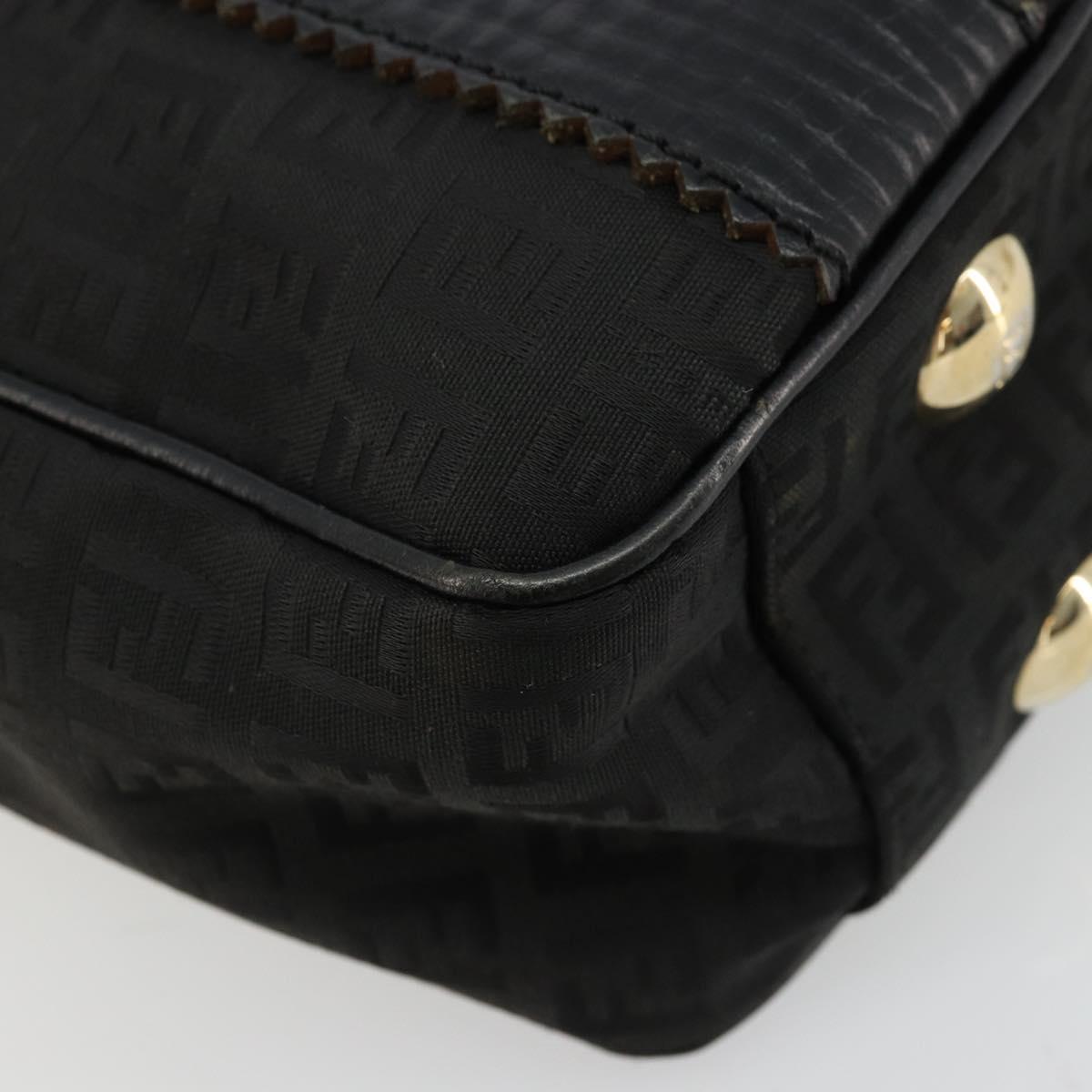 FENDI Zucchino Canvas Tote Bag Black Gold Auth 175874A