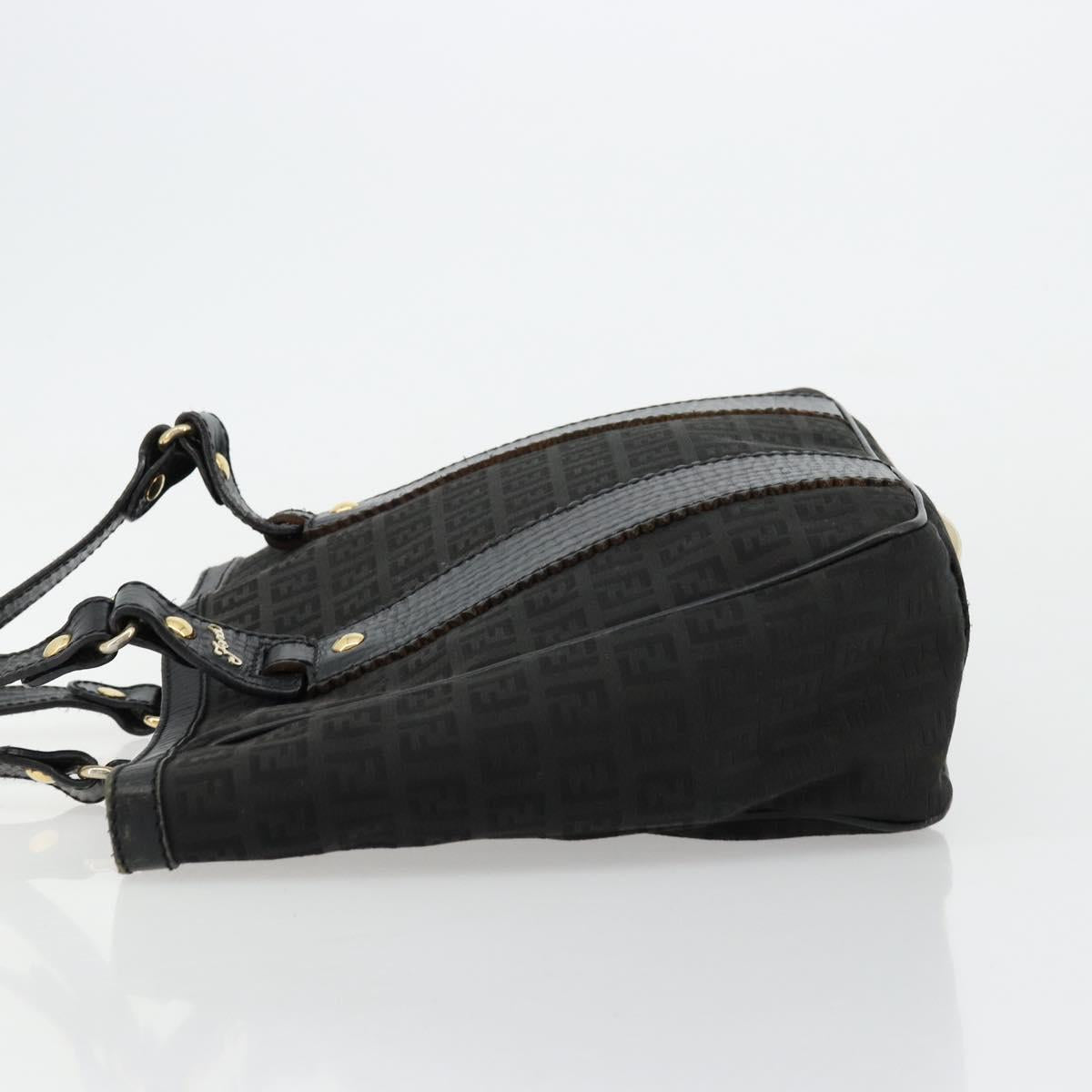 FENDI Zucchino Canvas Tote Bag Black Gold Auth 175874A