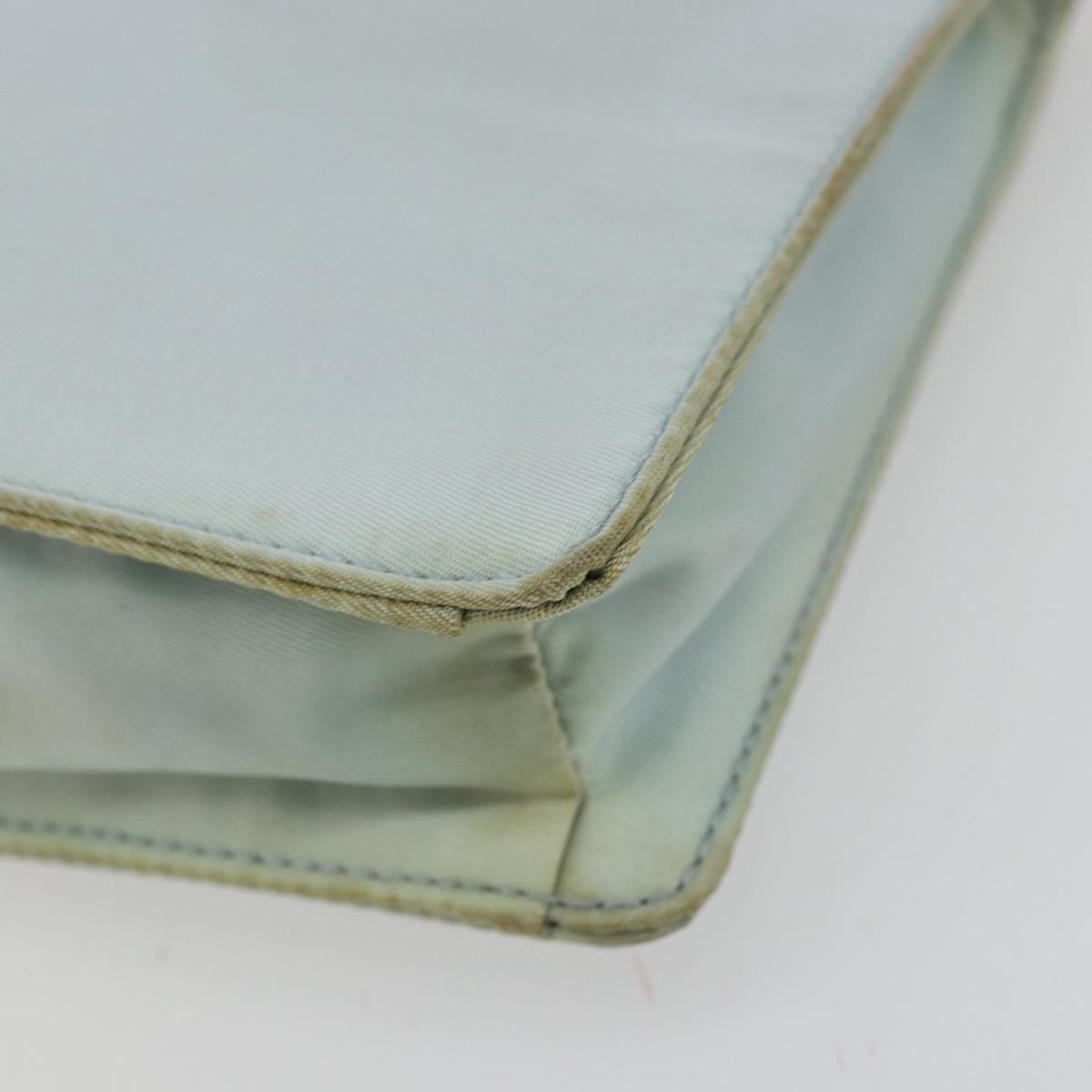 PRADA Accessory Pouch Nylon Light Blue Gold Auth 175876