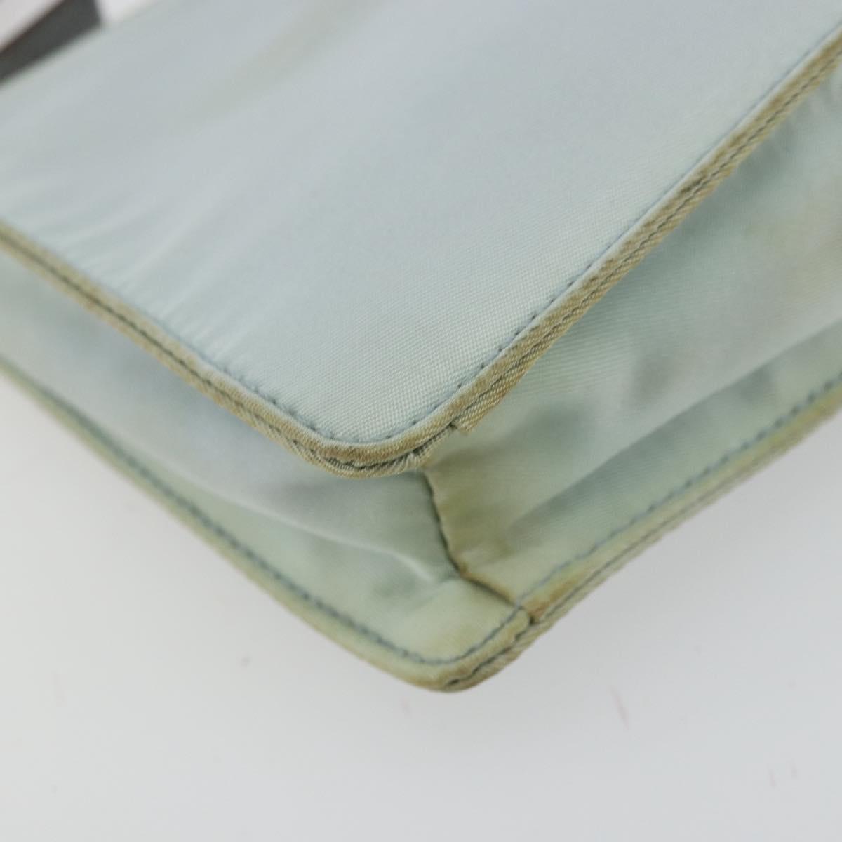 PRADA Accessory Pouch Nylon Light Blue Gold Auth 175876