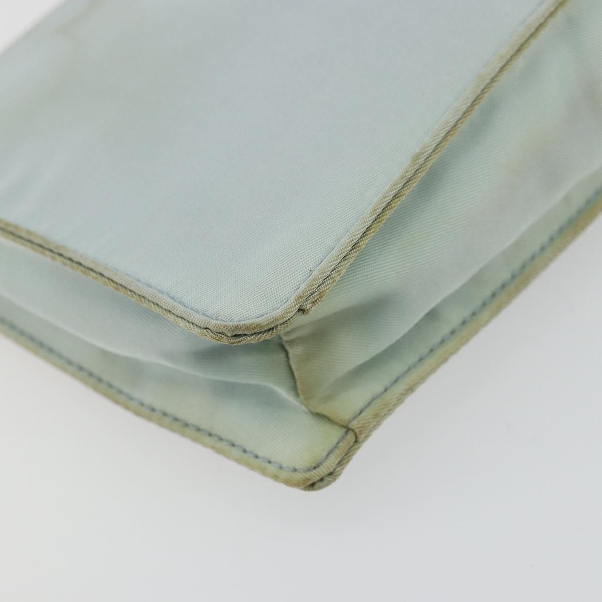 PRADA Accessory Pouch Nylon Light Blue Gold Auth 175876