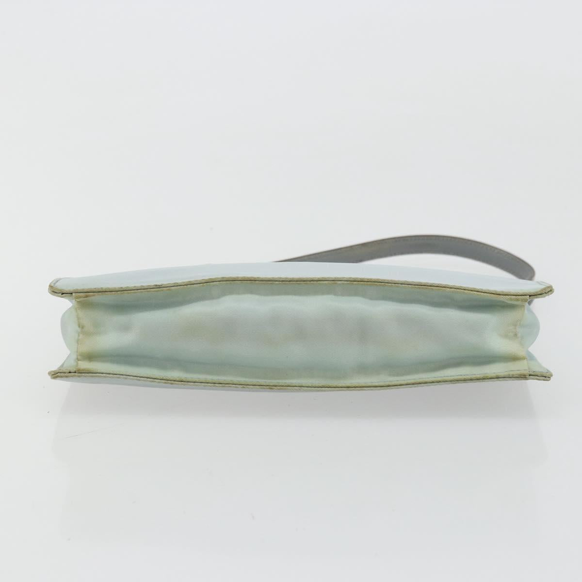 PRADA Accessory Pouch Nylon Light Blue Gold Auth 175876
