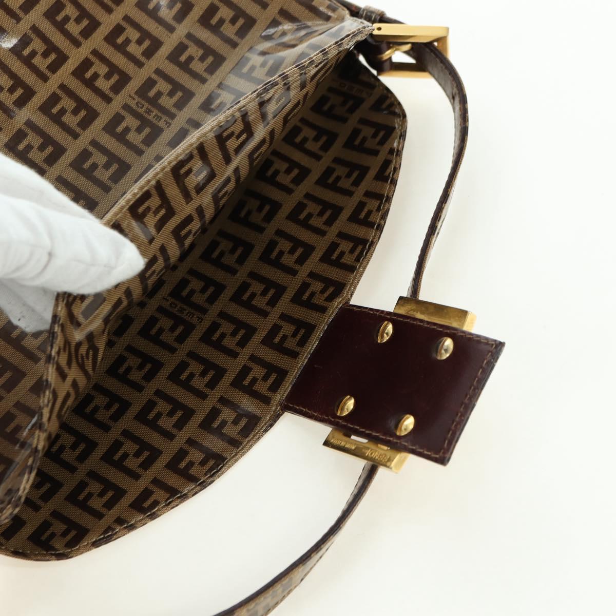 FENDI Zucchino Canvas Mamma Baguette Bag Coated Canvas Beige Gold Auth 175878SAM