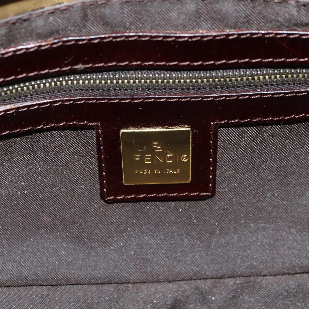 FENDI Zucchino Canvas Mamma Baguette Bag Coated Canvas Beige Gold Auth 175878SAM