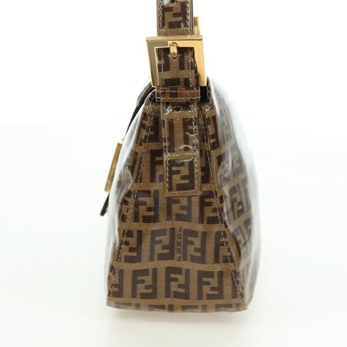 FENDI Zucchino Canvas Mamma Baguette Bag Coated Canvas Beige Gold Auth 175878SAM