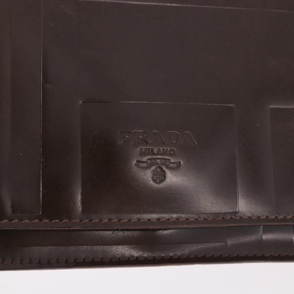 PRADA Plastic Chain Shoulder Bag Leather Brown Silver Auth 175882