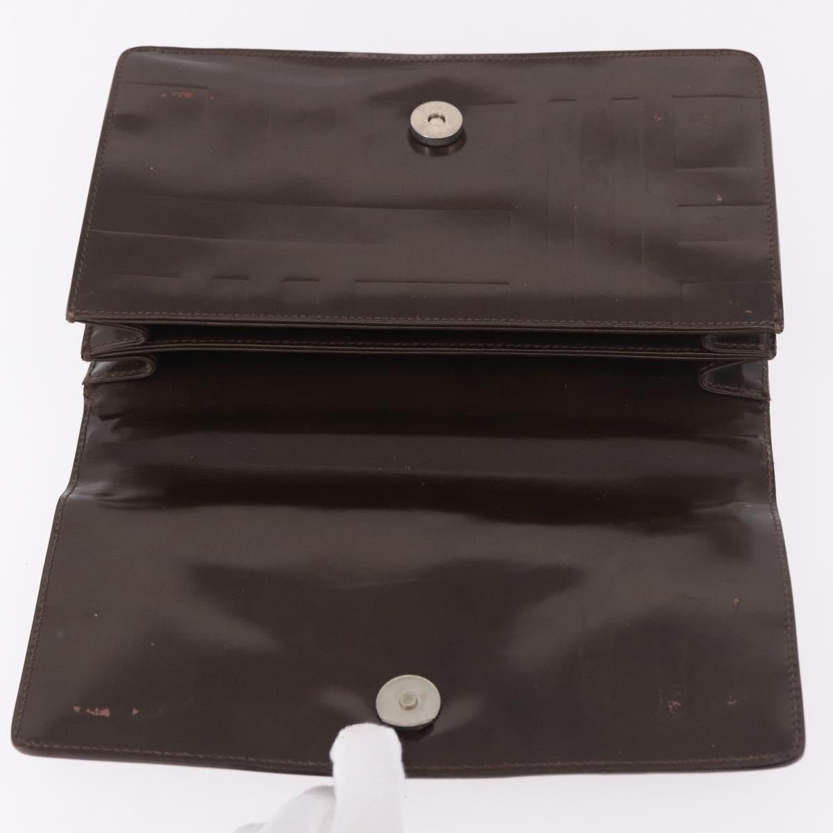 PRADA Plastic Chain Shoulder Bag Leather Brown Silver Auth 175882
