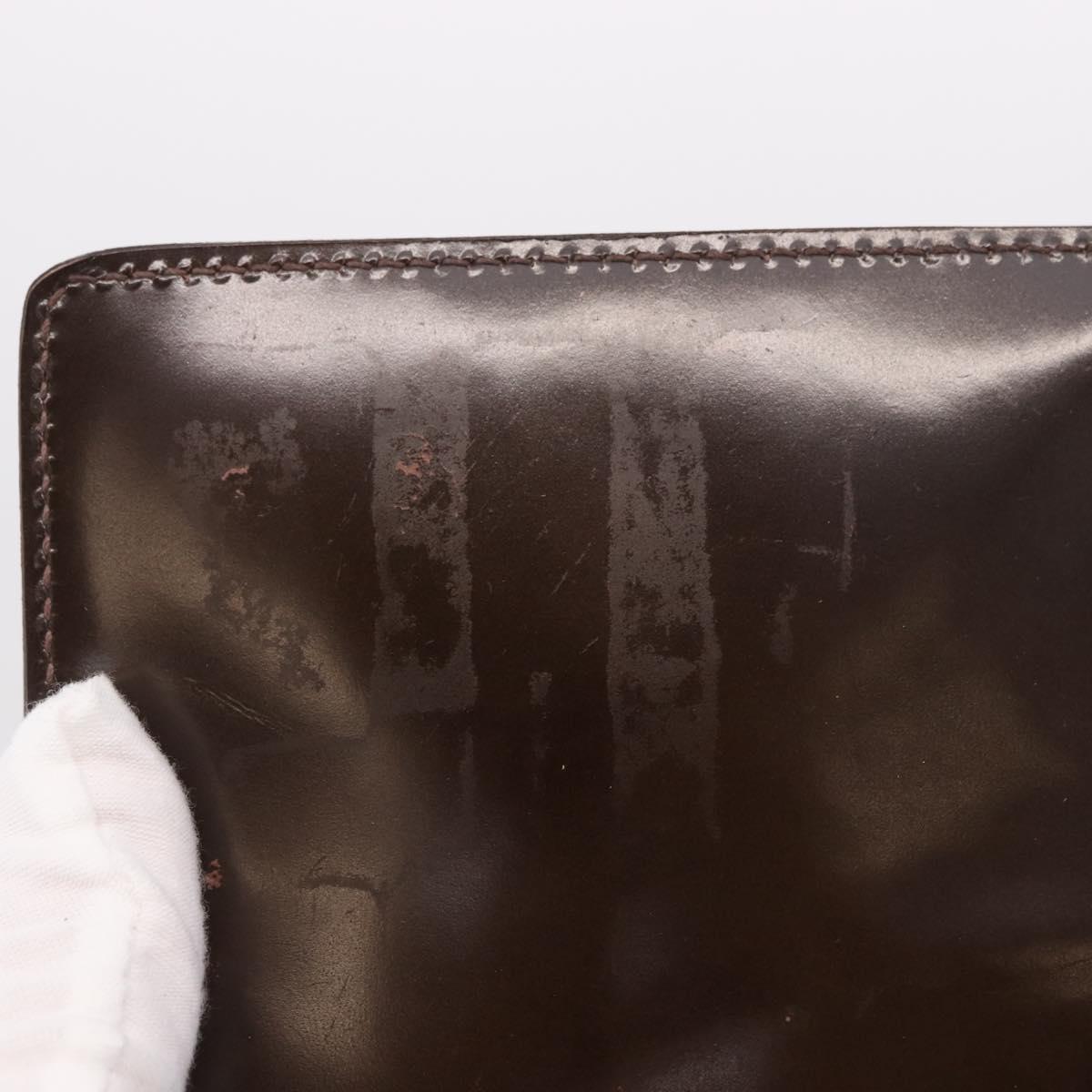PRADA Plastic Chain Shoulder Bag Leather Brown Silver Auth 175882