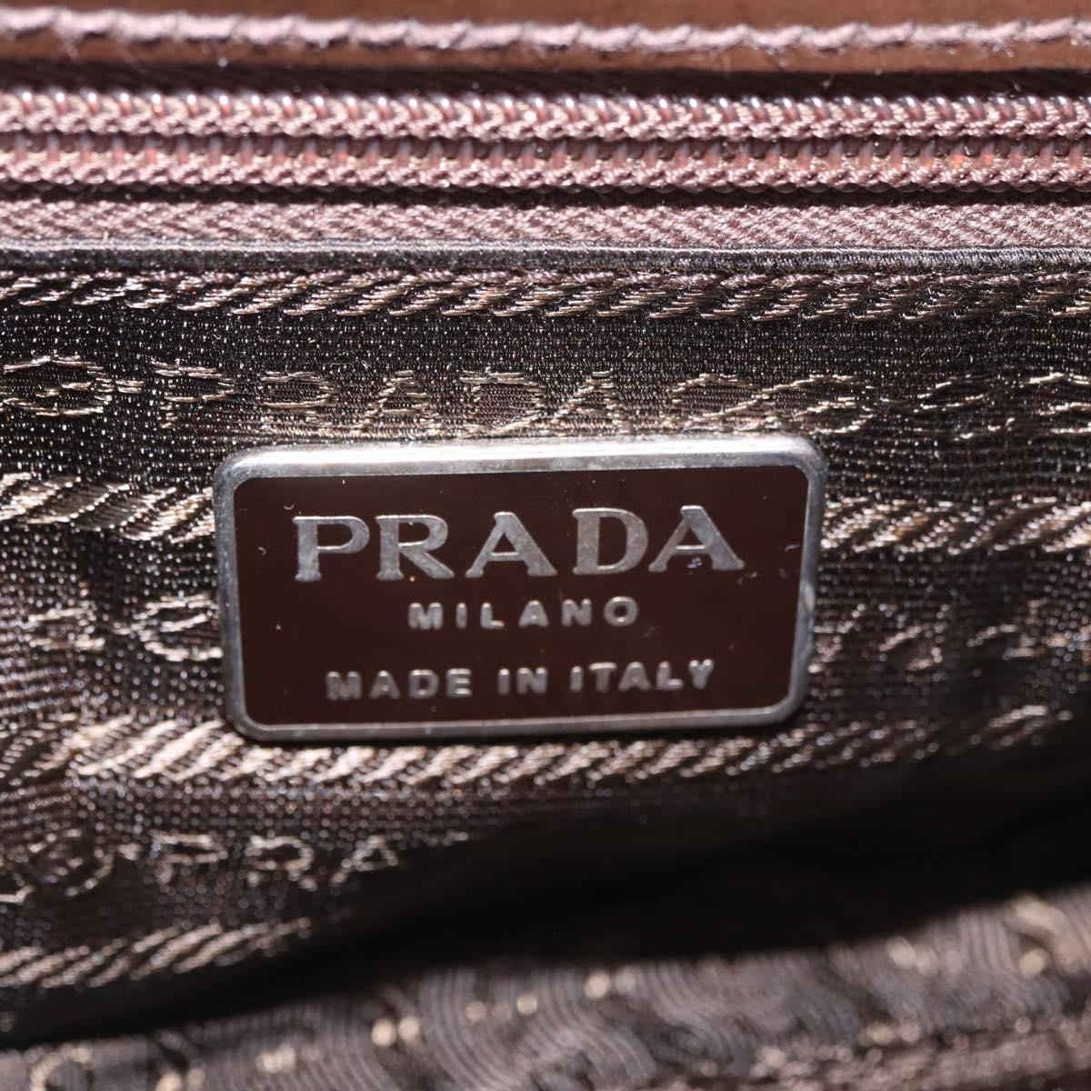 PRADA Plastic Chain Shoulder Bag Leather Brown Silver Auth 175882