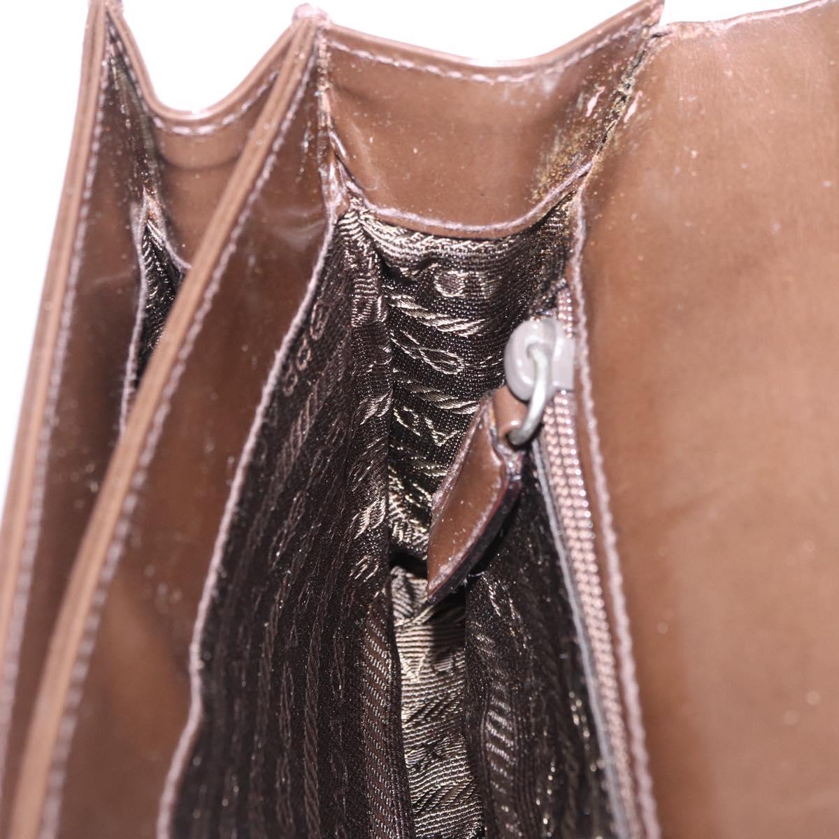 PRADA Plastic Chain Shoulder Bag Leather Brown Silver Auth 175882